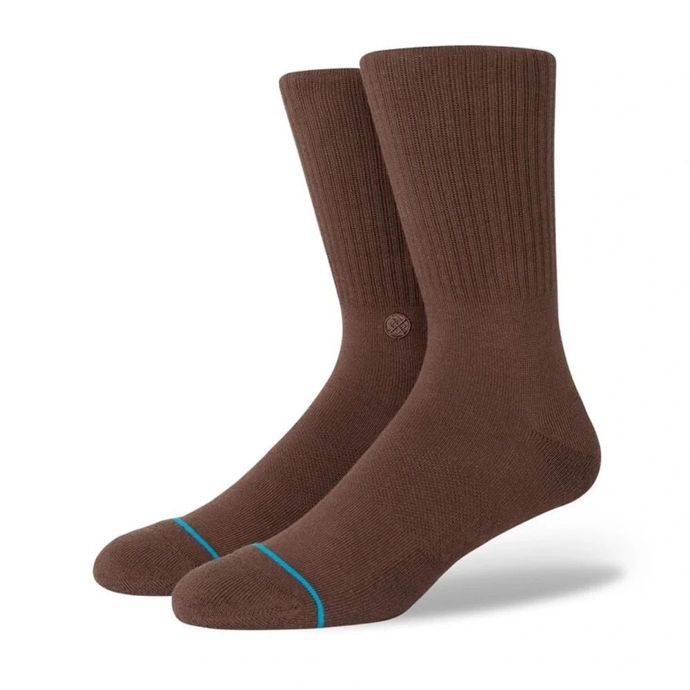 STANCE UNISEX CREW HEIGHT MID CUSHION COMBED COTTON BLEND SOCKS ICON BROWN NWT